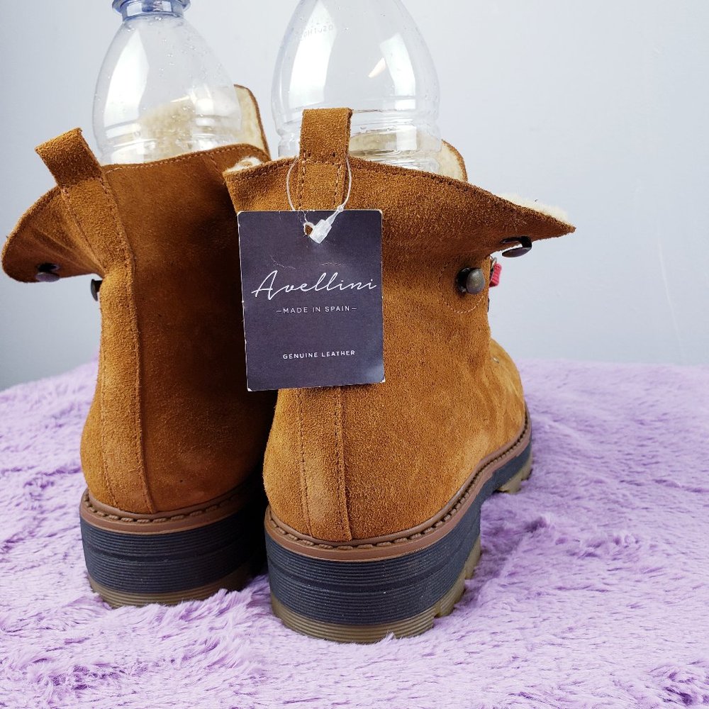 Orange Brown Water Resistant Suede Furry Sherpa Lace up Boot 9 Made in Spain F/W